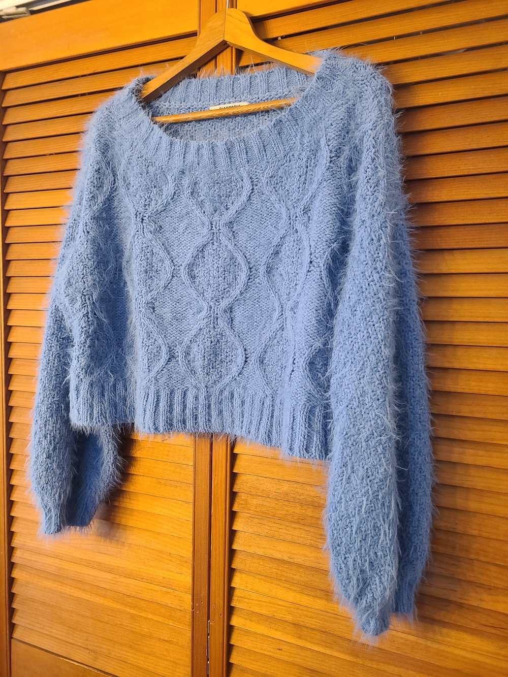 Glamorous Light Blue Fuzzy Cable Sweater